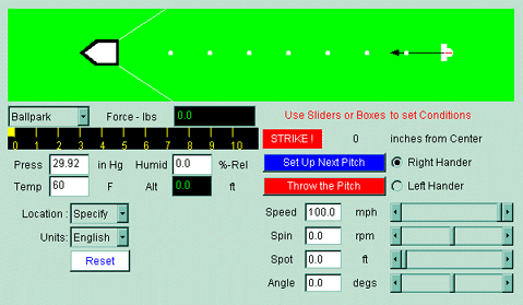 Non-interactive image of the Baseball applet