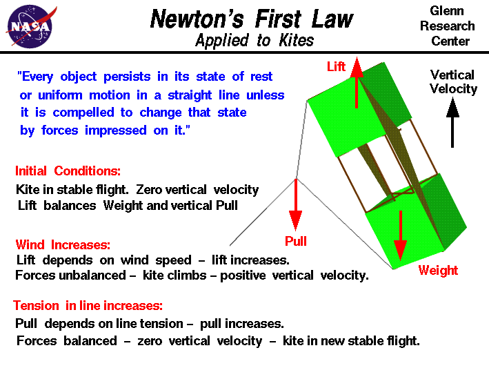 Computer Drawing of a kite which is used to explain
Newton's First Law of Motion
