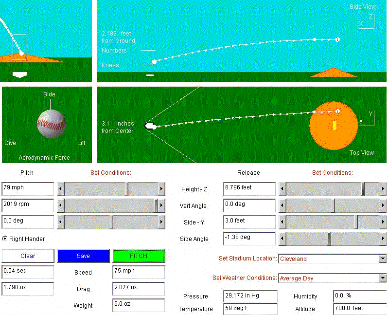 Computer drawing of pitch simulator