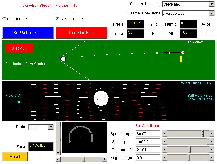Non-interactive image of the Baseball applet