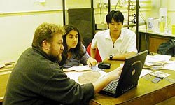 Two students learn about Mars.