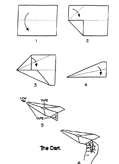 Plans to fold a dart paper airplane