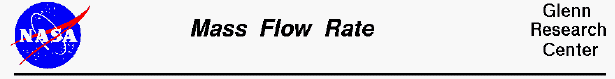 A graphic showing flow through a nozzle with the mass flow
 rate equation for subsonic flows.