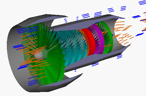 Computer animation of flow through a turbofan engine