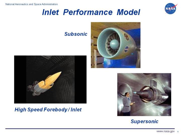 Photograph of subsonic, supersonic and forebody/inlet performance models.