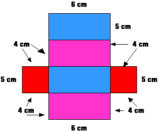 Image depicting rectangular 3 dimensional box as if opened up and all sides laying flat upon a surface