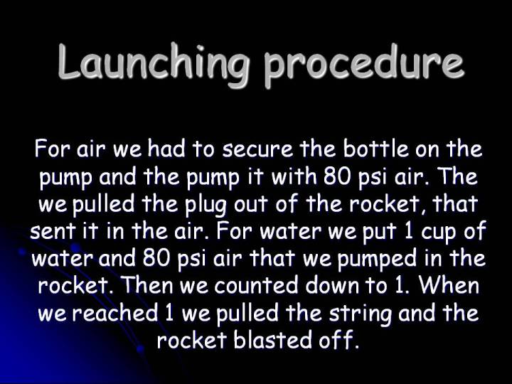 A slide describing the procedure used in the study.