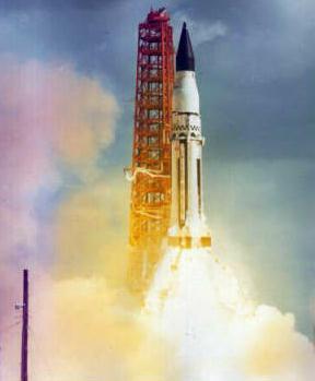 Photo of launch of Saturn1 rocket.