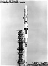 Photo of launch of Titan military rocket.