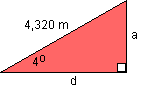 triangle with four degrees being the value of the left angle, 4,320 meters being the value of the top side, A being the value of the right side, and D being the value of the bottom side