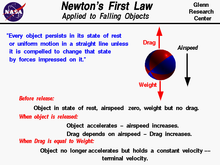 Computer Drawing of a falling ball which is used to explain
Newton's First Law of Motion