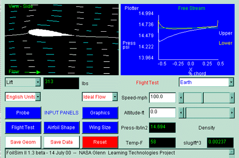 Image of FoilSim Interface