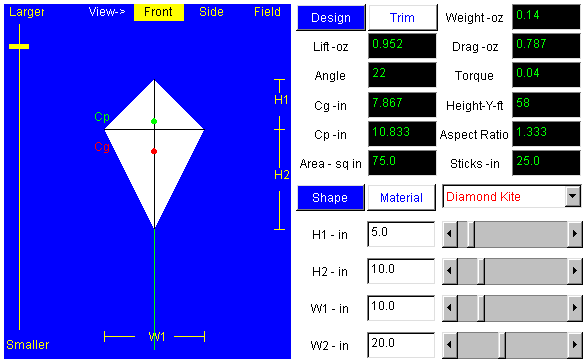 Non interactive image of KiteModeler Applet