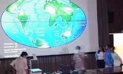 Student Presention of Workshop.  Current  Slide includes the World Map.