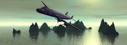 image of plane banking left over the ocean