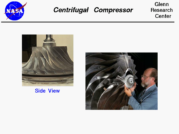 Two Photographs of a centrifugal compressor.