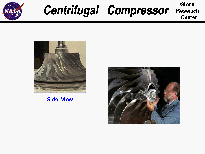 Two Photographs of a centrifugal compressor.