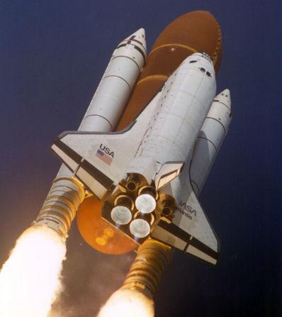 Photo of the Shuttle during ascent.