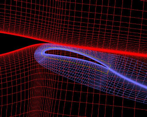 Close-up highlighting grid lines from flap grid defining the hole