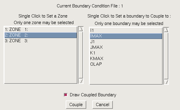 Set Coupled Zone and Boundary window