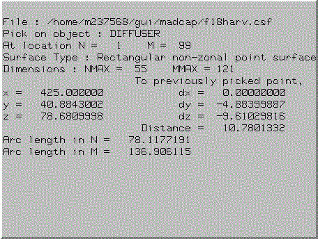 Example analysis box for point on a 2-D, non-zone related surface in .csf file