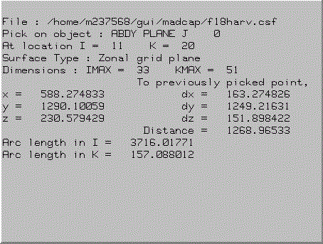 Example analysis box for point on a 2-D zonal plane in .csf file