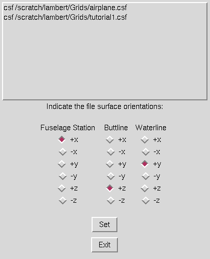 Set FS,BL,WL Directions window