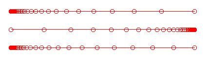 Examples of hybrid hyperbolic tangent/hyperbolic sine distribution along a line
