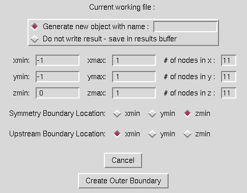 Create Outer Boundary window