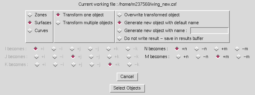 Transform Comp. Coords window