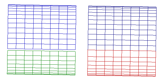 Example showing result of abutting one surface to another