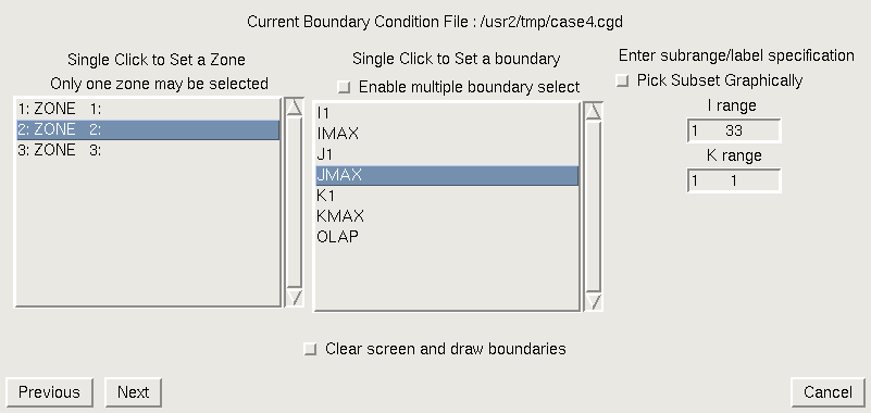 Set Boundary Condition Zone and Boundary window