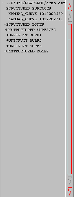 Graphics name list for a .csf file, listing zones