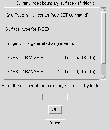 Delete Index Boundary Surface window