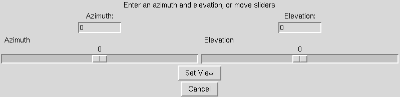 View Angles azimuth and elevation input window
