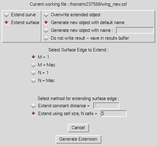 Create Extension window