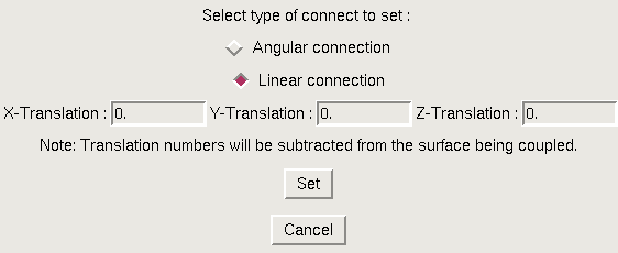 Set Connect Data window, linear connection