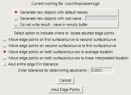Abut Surface Edges window