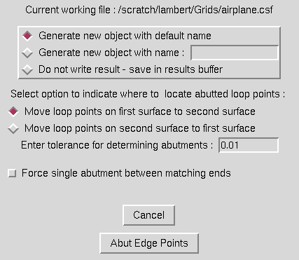 Abut Loop Edges window