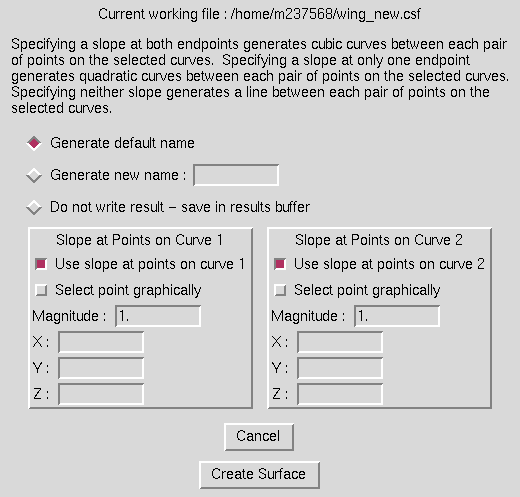 Build Between Curves window