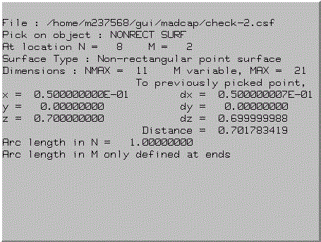 Example analysis box for point on a non-rectangular, non-zone related surface in .csf file