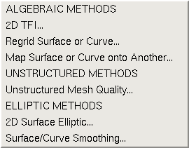 MADCAP Grid Generation drop down menu