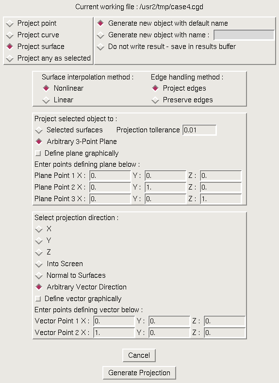 Create Projection window