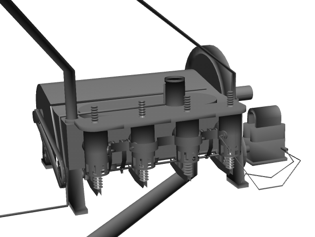 Computer drawing of the Wright 1903 aircraft engine