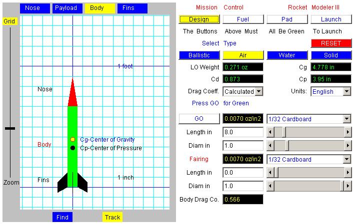 Non interactive image of RocketModeler Applet