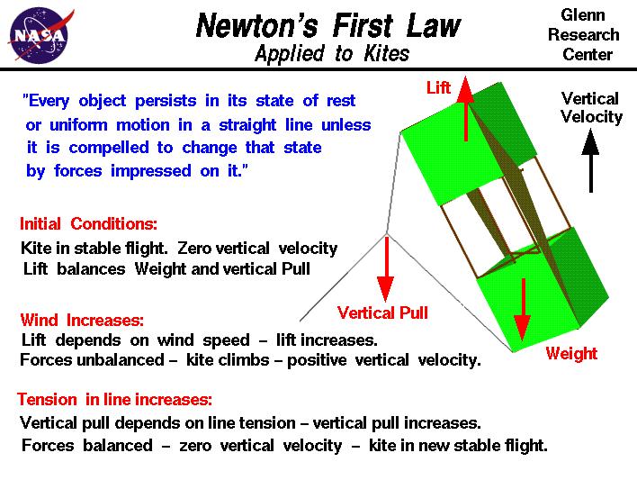 Computer Drawing of a kite which is used to explain
Newton's First Law of Motion