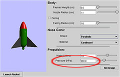 Image of pressure input field
on simulator