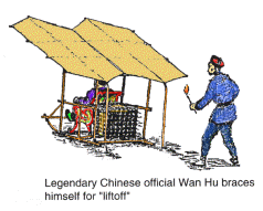 Graphic of Wan Hu on Piloted Rocket