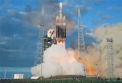 Photo of Delta IV Heavy rocket.