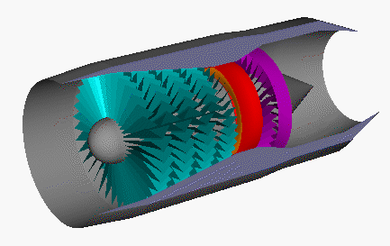 Computer drawing of basic turbojet - still picture